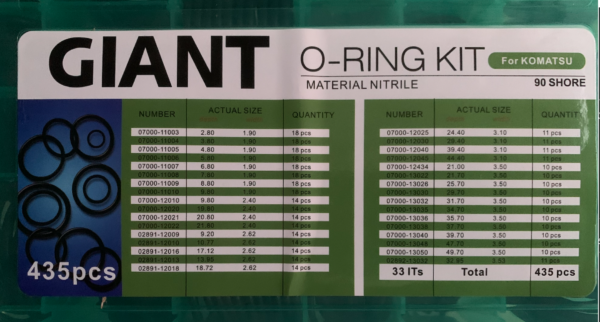 Caja master Kit de O-Rings de 435Pcs para Excavadoras Komatsu
