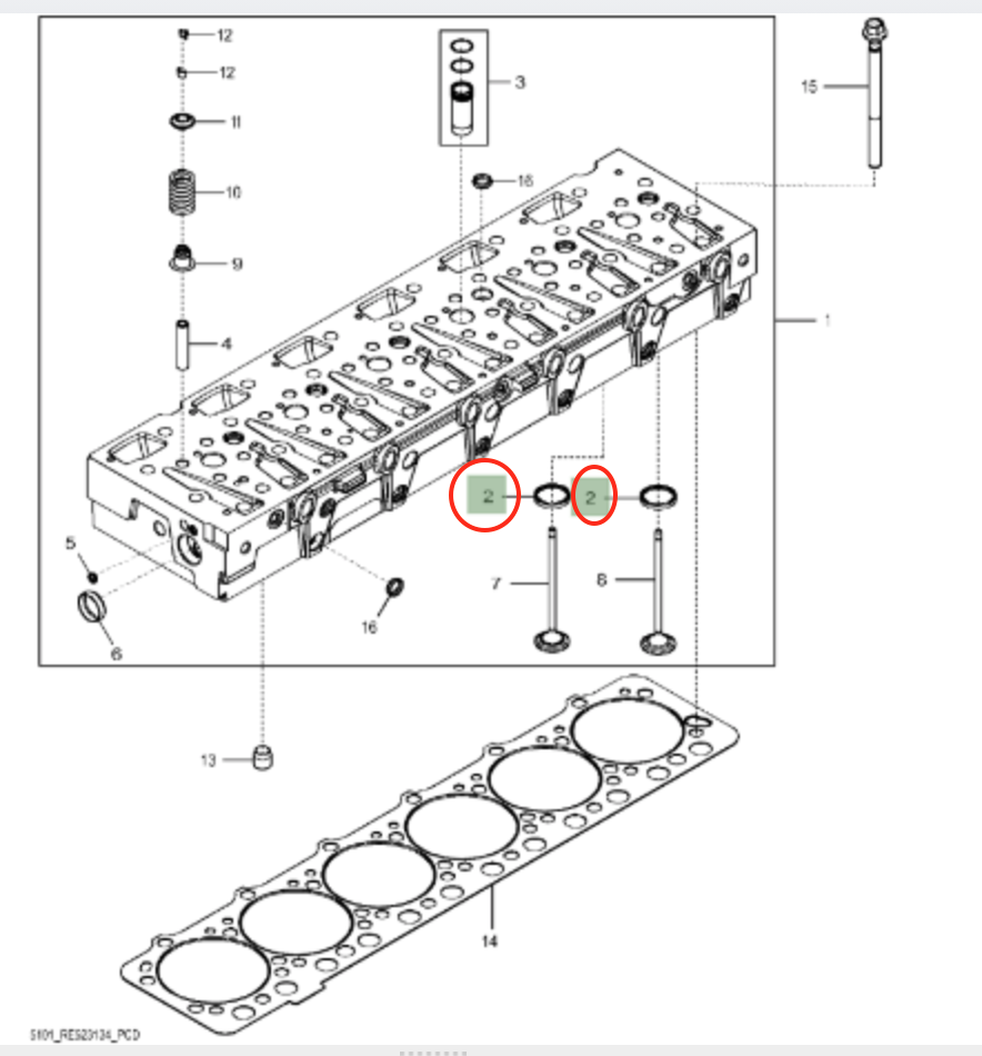 Asiento de Válvulas para motor JD 6090 #R522049