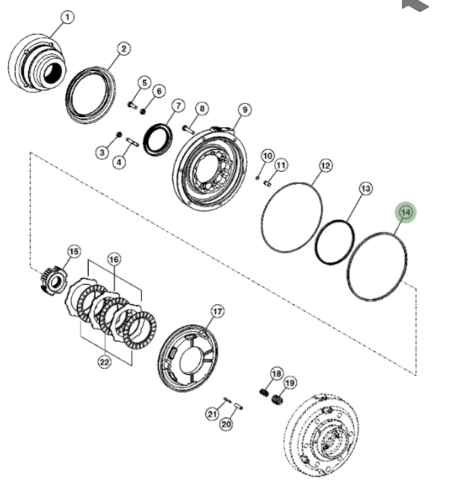 Oring de freno de parkeo de eje trasero ZF JD (310G/310J/310K/310L) #T280913