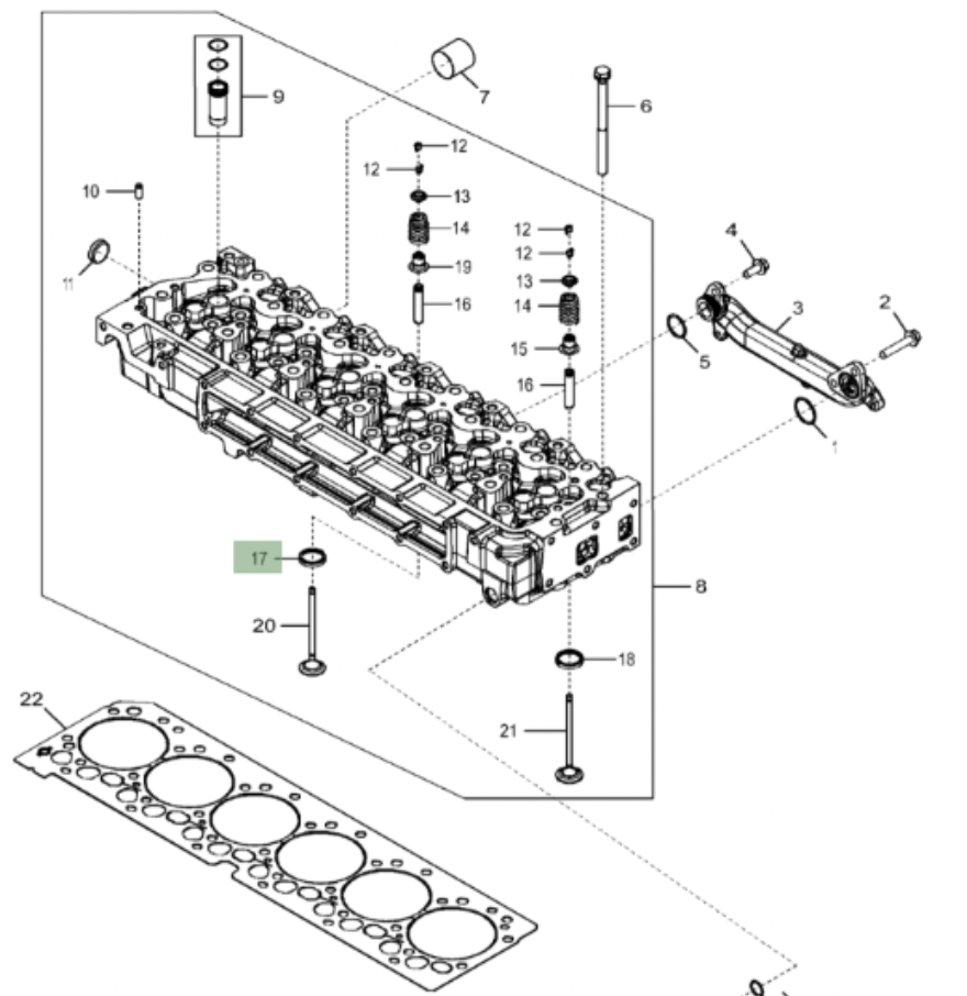Asiento de Válvulas de Escape para motor JD 4045/6068 #RE518083
