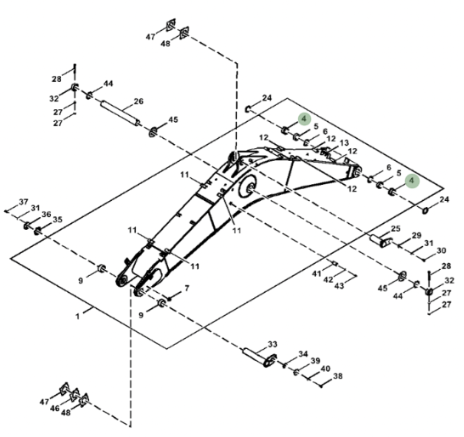 Buje de Boom y Arm para Excavadoras JD & Hitachi 350 #4443884
