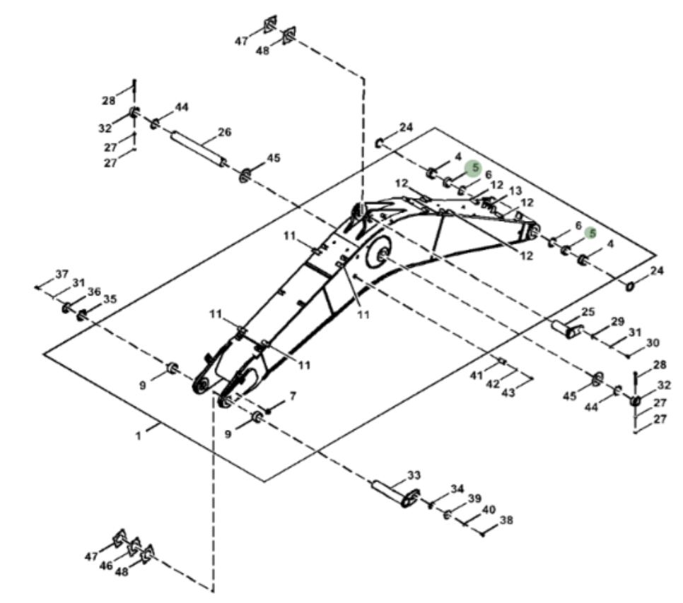 Buje de Boom y Arm para Excavadoras JD & Hitachi 350 #4381855