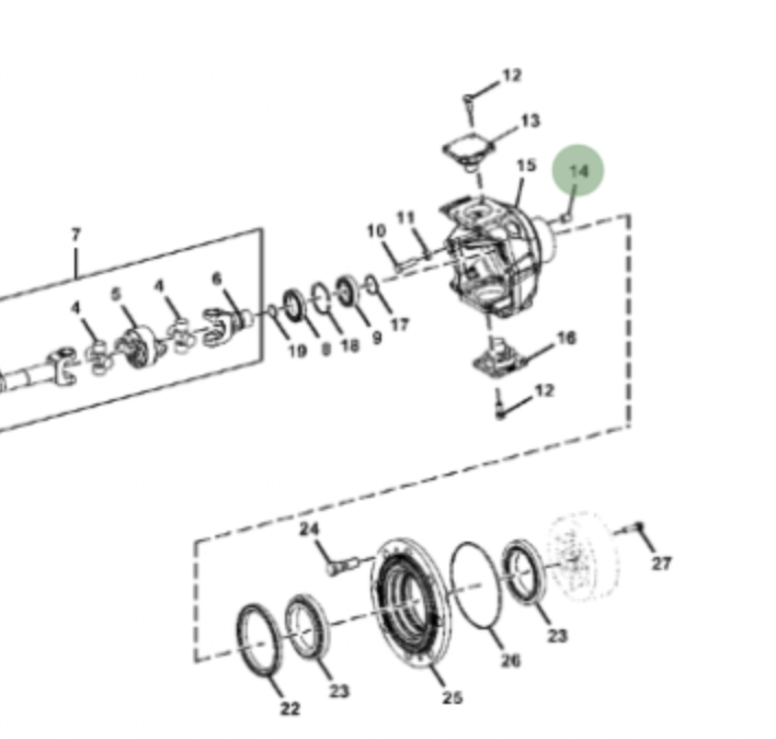 Buje de masa para eje delantero de JD 310J / 310K / 310L(14) (352) #T229271