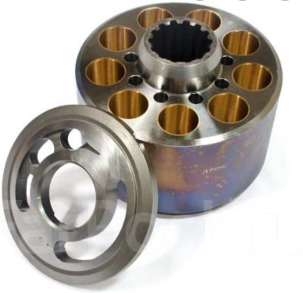Conjunto de bloque de cilindro con placa (L) para bomba hidráulica Kawasaki K3V112 para excavadoras Doosan / Hyundai #1.451-00060 - # XJBN-00066