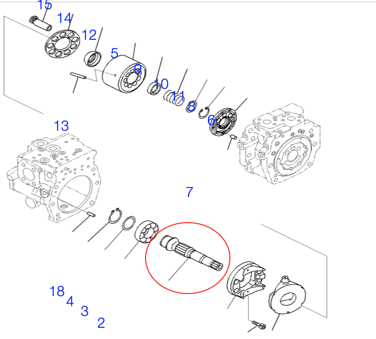 Eje trasero de bomba Hidráulica para excavadoras Komatsu #708-2L-32170