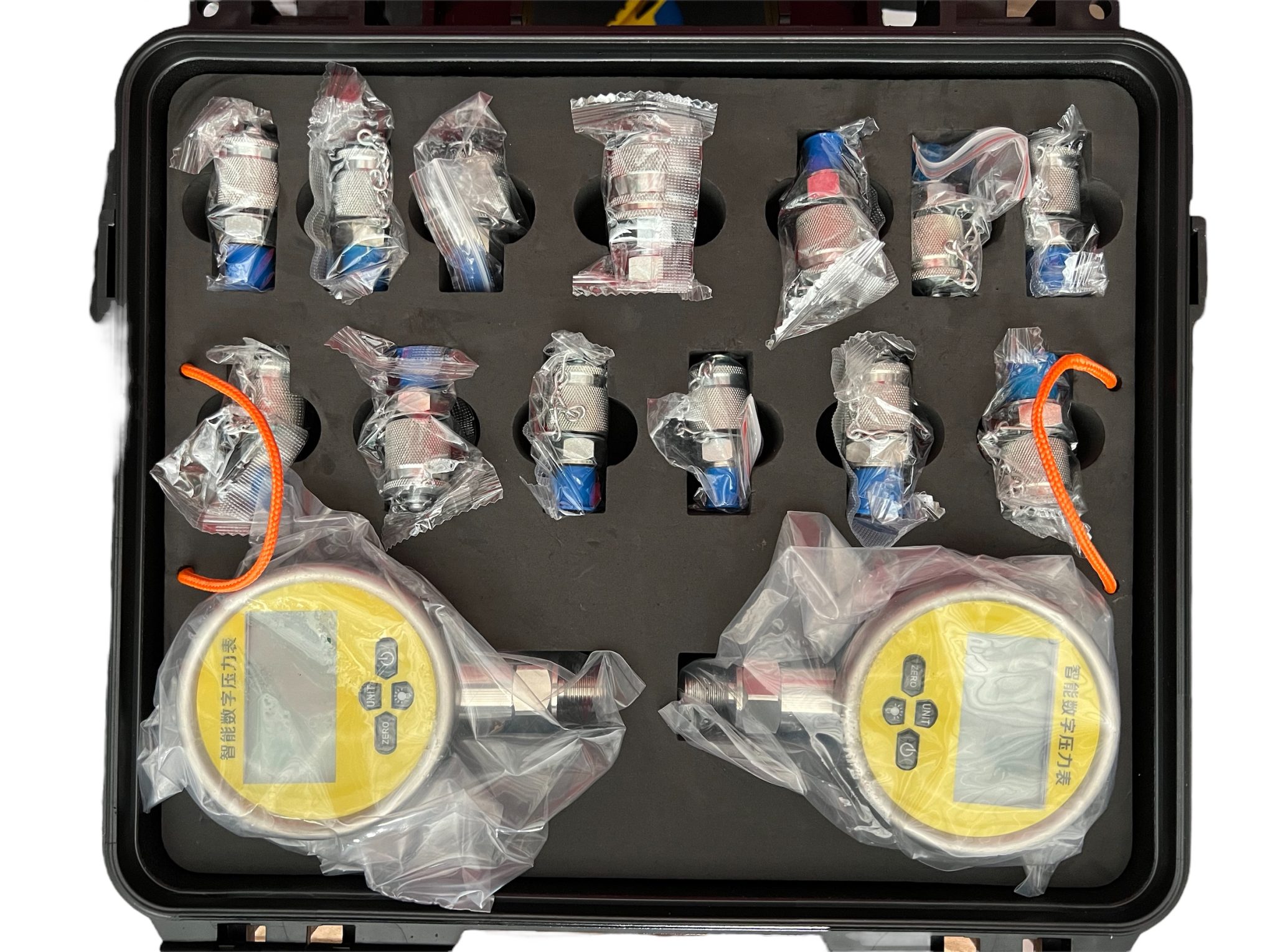 Maleta de manómetros y acoples para tomas de presiones en sistema Hidráulico